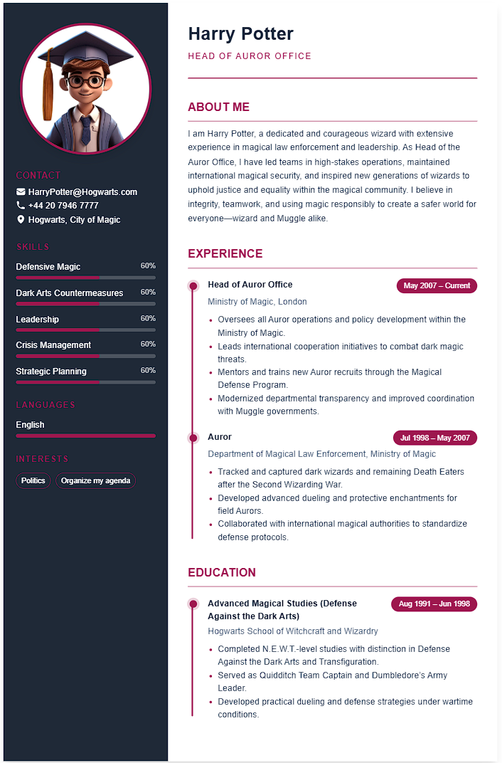 Modern Timeline CV template - Professional resume design