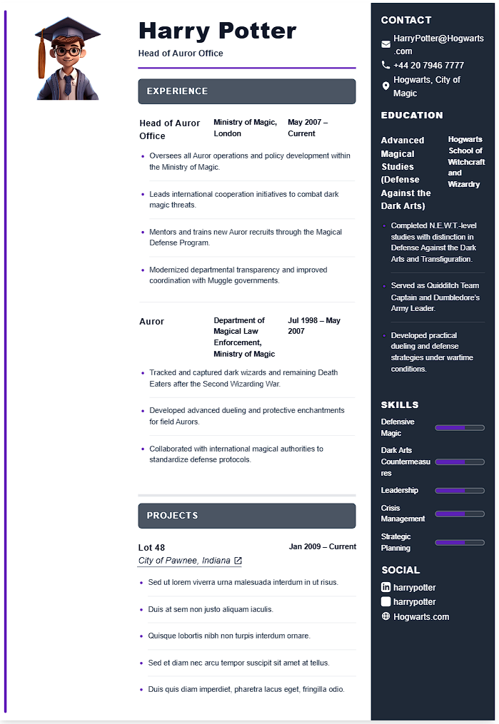 arts CV template - Professional resume design
